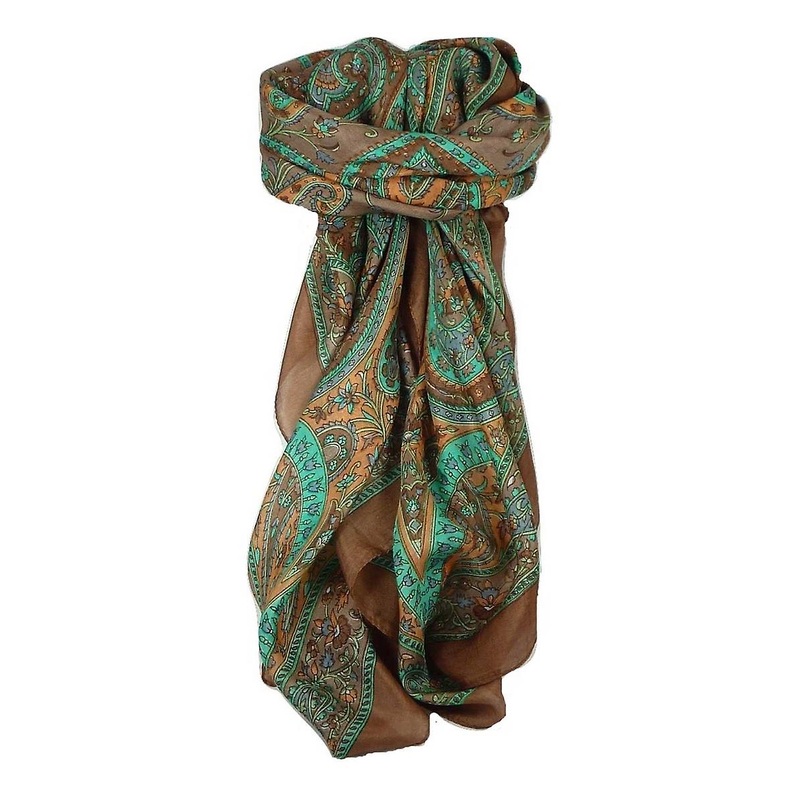 Classic Paisley Square Scarf Mulberry Silk Nori Sienna by Pashmina & Silk | Fruugo SG