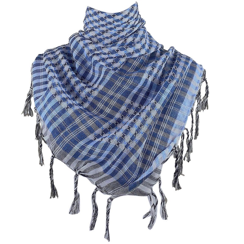 Colorblock Houndstooth Arab Keffiyeh Shemagh Scarf Tassels Lightweight Neck Warmer Cover Desert Scarves Shawl Headwrap  Sky Blue | Fruugo SG