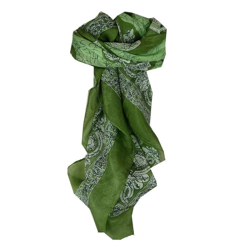 Mulberry Silk Classic Square Scarf Zahra Green by Pashmina & Silk | Fruugo SG