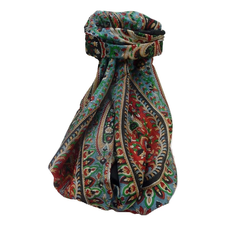 Mulberry Silk Traditional Long Scarf Amrindar Black by Pashmina & Silk | Fruugo SG