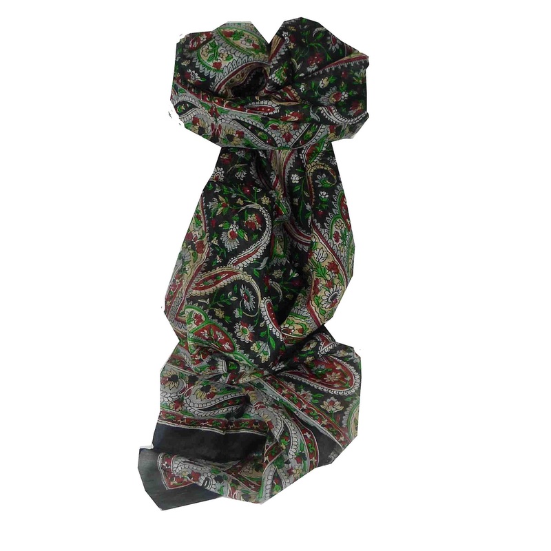 Mulberry Silk Traditional Long Scarf Palai Black by Pashmina & Silk | Fruugo SG