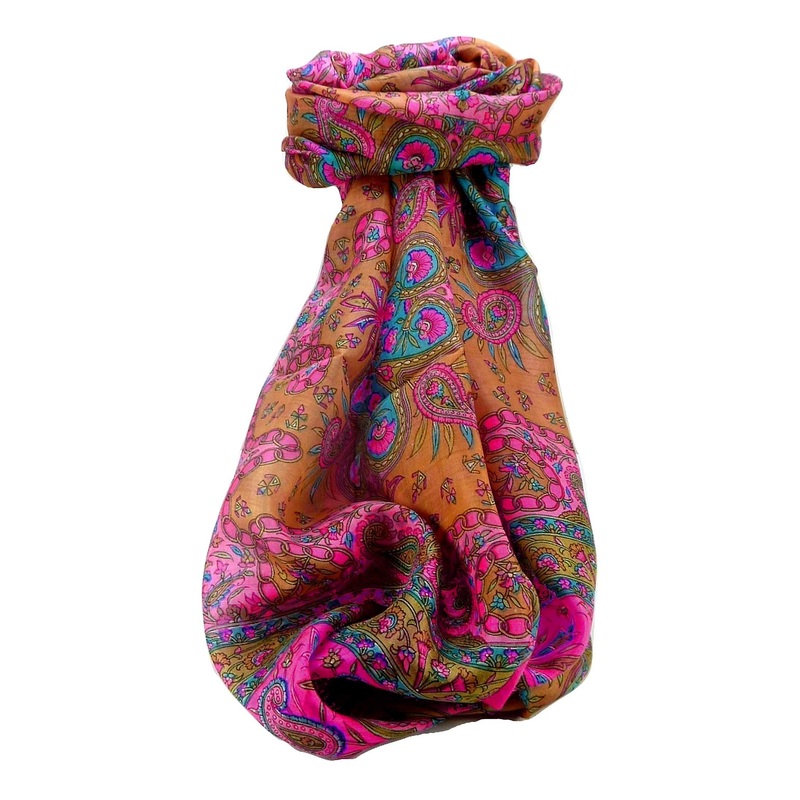 Mulberry Silk Traditional Long Scarf Sarayu Pink by Pashmina & Silk | Fruugo SG