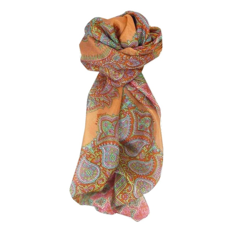 Mulberry Silk Traditional Square Scarf Andrha Nectarine by Pashmina & Silk | Fruugo SG
