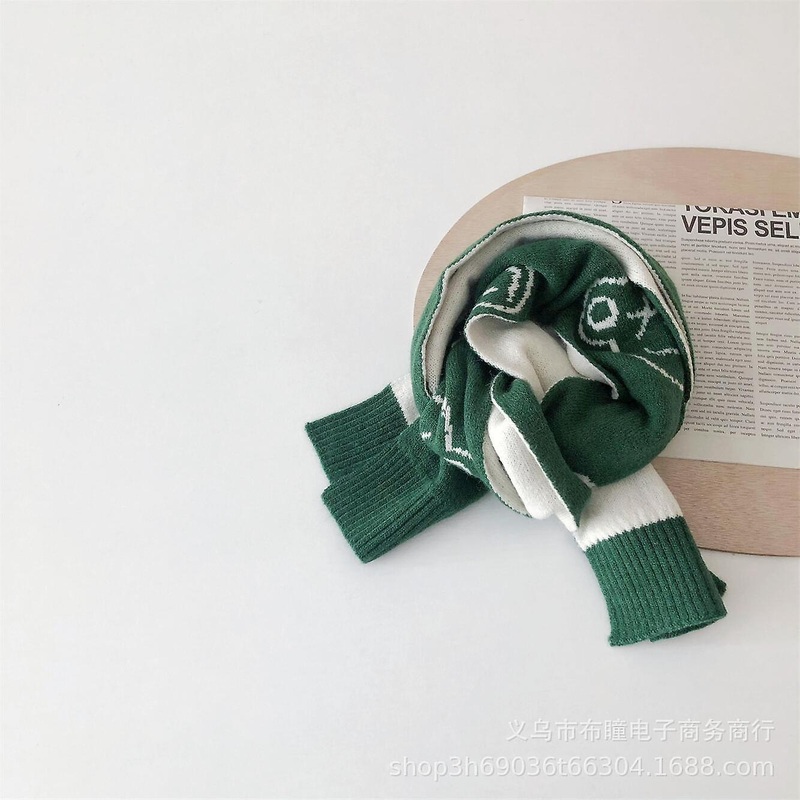 Cute Smiling Face Children’s Patchwork Color Winter Double-faced Jacquard Warm Extended Wool Scarf | Fruugo SG