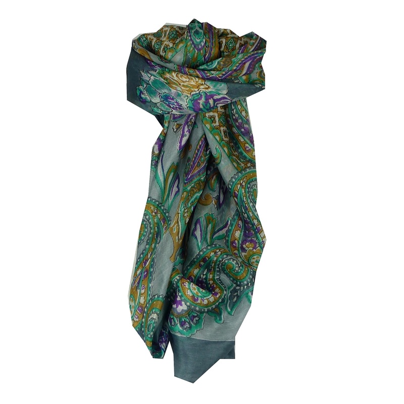 Mulberry Silk Classic Square Scarf Orissa Grey by Pashmina & Silk | Fruugo SG