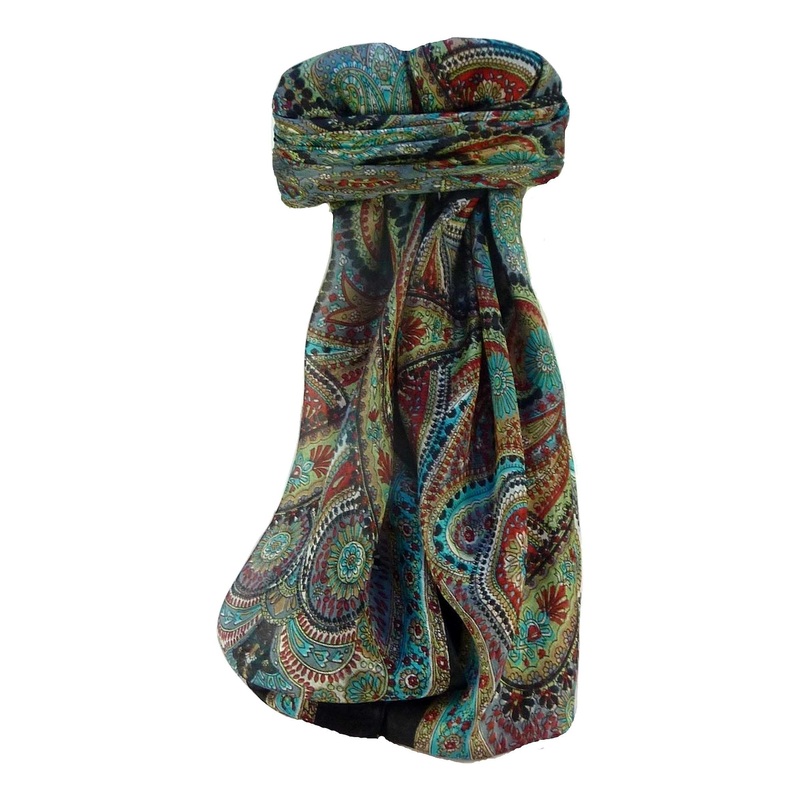 Mulberry Silk Traditional Square Scarf Kadri Black by Pashmina & Silk | Fruugo SG