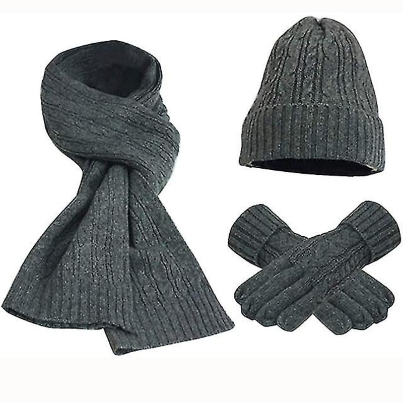 Scarf Sets Winter Hat Scarf Gloves Knitted Keep Warm Scarves Simple Solid Color Clothes Accessories Thick Soft Scarf Set | Fruugo SG