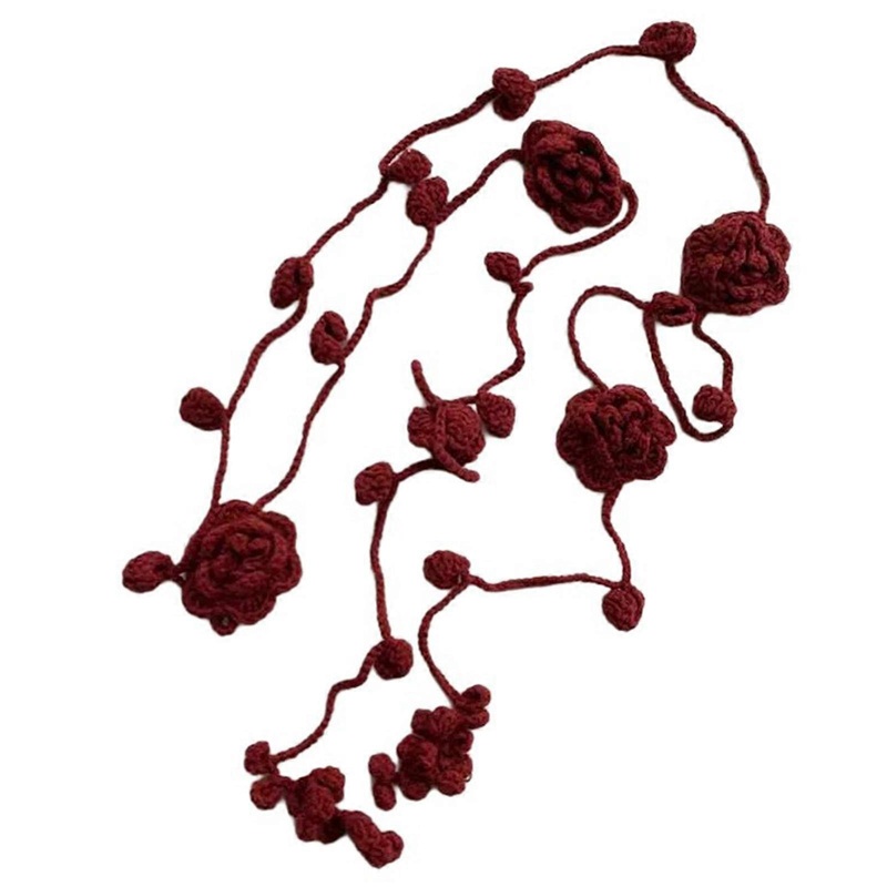 Vintage Narrow Knitted Scarf Unique Flower Ladies Scarf Elegant Warm Neckerchief for Cold Weather  Burgundy | Fruugo SG