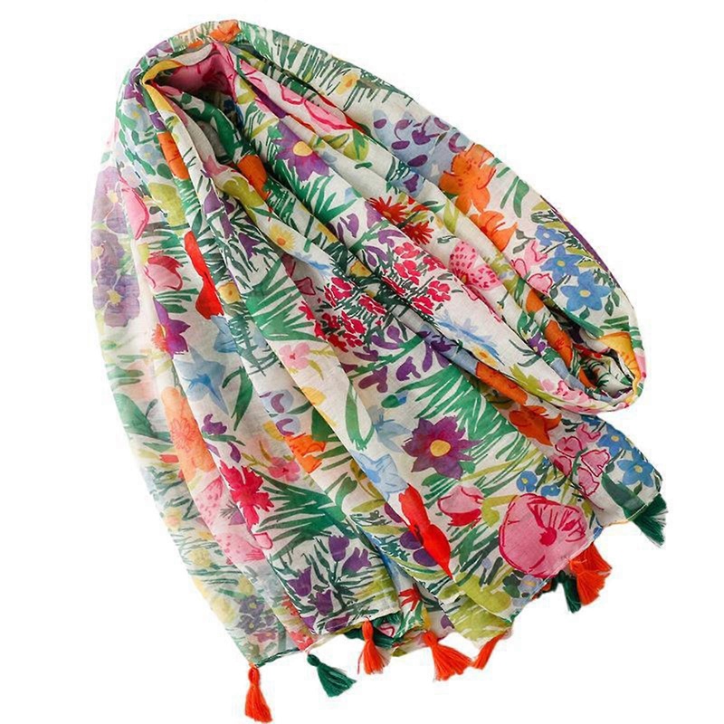 Womens Floral Scarf Stylish Soft Collar Neck Wrap Lady Thin Fringed Shawl Soft Exotic Thin Scarf | Fruugo SG