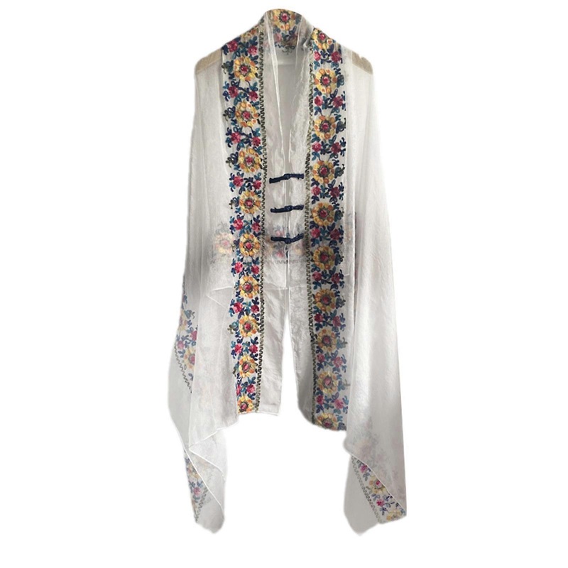 Stylish Long Shawl with Unique Ethnic Embroidery Evening Dresses Shawls for Outdoor Activity and Stylish Looks  White | Fruugo SG