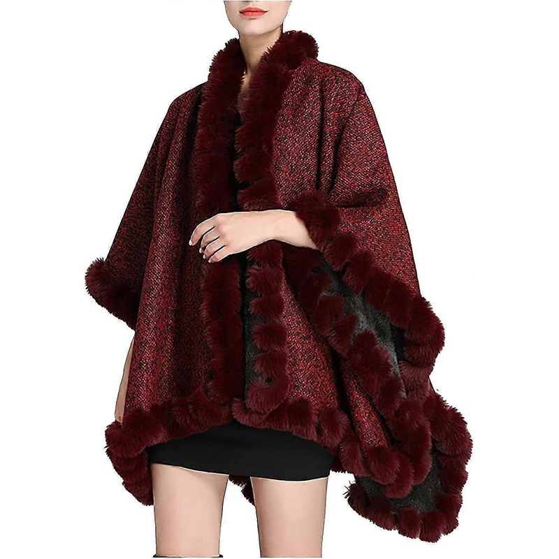 Vintage Faux Fur Collar Shawl For Women Warm Wrap Cape | Fruugo SG