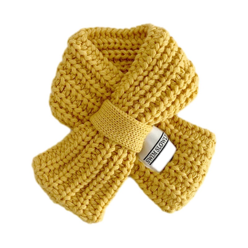 Winter Warm Knit Scarf Kids Unisex Thick Neck Scarves Solid Color Cross Long Muffler Infant Baby Knitted Neckerchief  Yellow | Fruugo SG